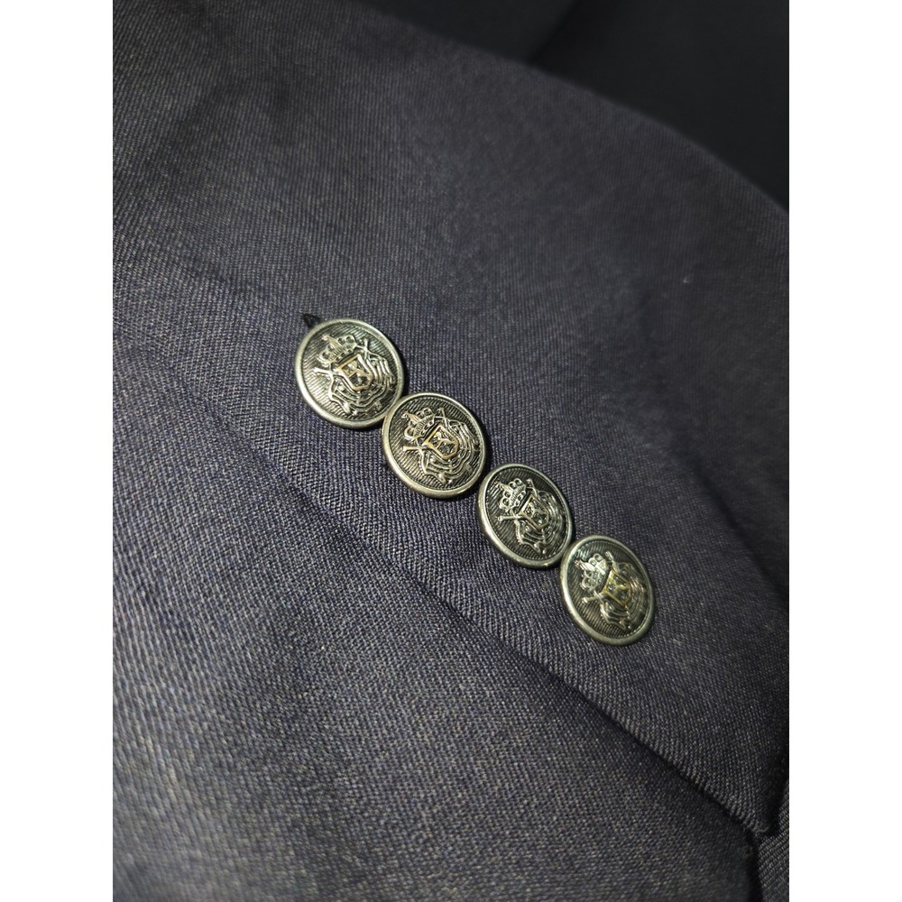 Michael Kors Mens Navy Blue 100% Wool Crest Button Blazer Jacket 46R - Picture 6 of 14